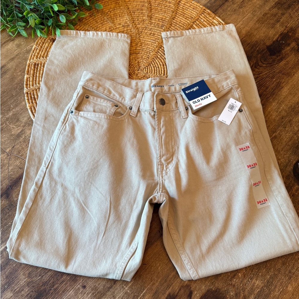 New Old Navy Khaki Denim Straight Fit Jeans